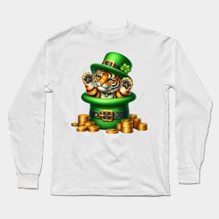 Tiger Hat for Patrick's Day Long Sleeve T-Shirt